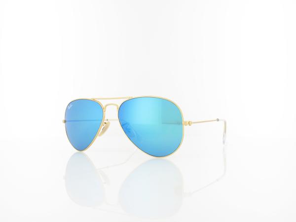 Ray Ban Aviator Large Metal RB3025 112/17 55 matte gold / crystal green blue mirror