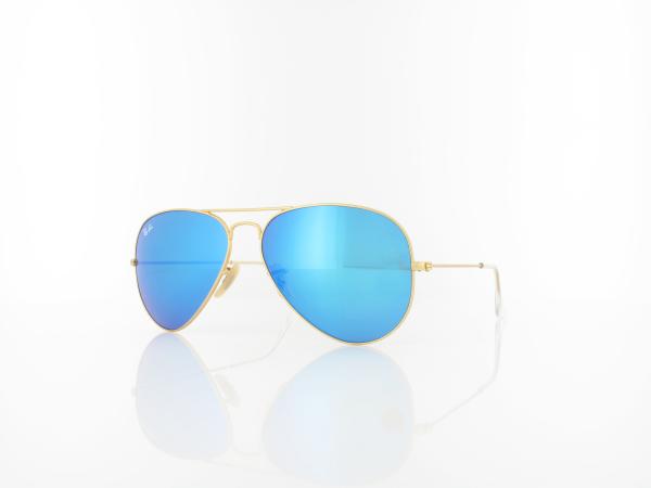 Ray Ban Aviator Large Metal RB3025 112/17 58 matte gold / crystal green blue mirror