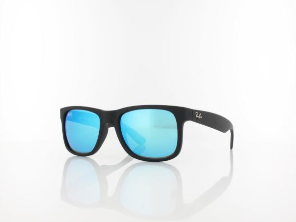 Ray Ban Justin RB4165 622/55 51 black rubber / green mirror blue